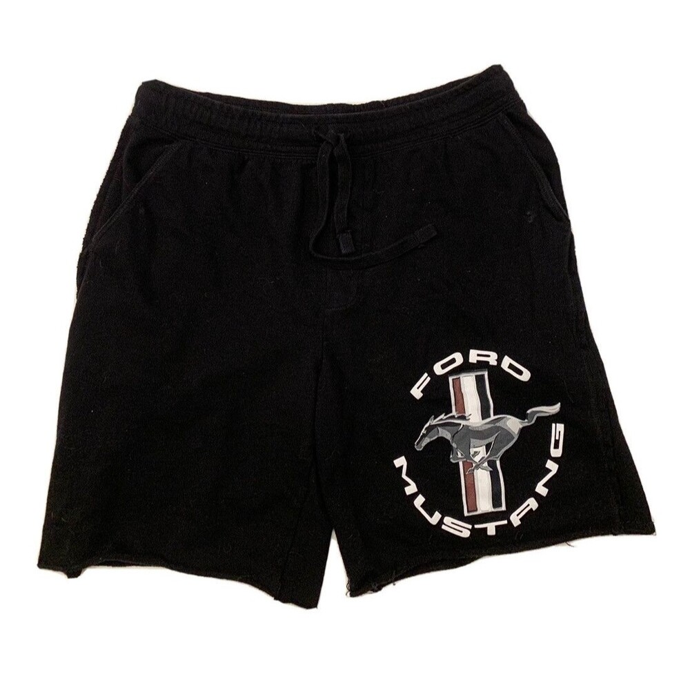 RARE Men's Ford Mustang Black Sweat Shorts Medium 34” Official Licensed Product